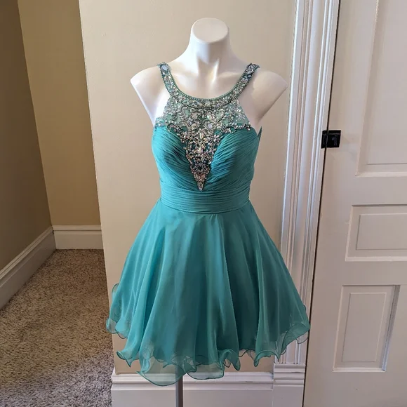 Josephine Monet | Dresses | Josephine Monet Teal Jeweled Fit And Flare Semi  Formal Dress Size Xs | Poshmark